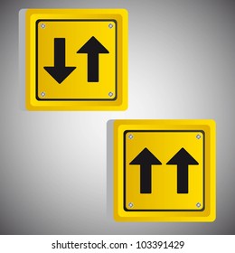 arrows yellow square signs over gray background. vector illustration