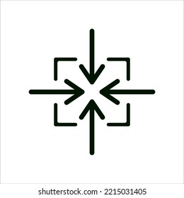 arrows with zoom decrease vector, illustration
