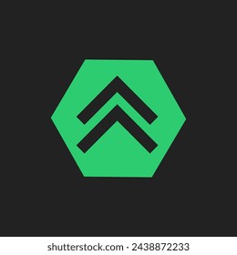 Arrow-up icon sign in flat design style. Green color. Suitable for buttons or company logos.