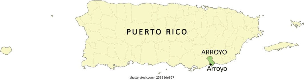 Arroyo municipality and town of Arroyo location on Puerto Rico map