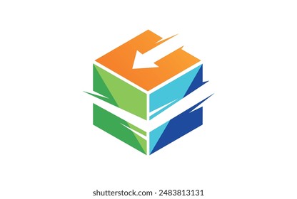 arrrow Box Cube Logo Design Template Element