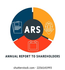 ARS - Annual Report to Shareholders acronym. business concept background. vector illustration concept with keywords and icons. lettering illustration with icons for web banner, flyer