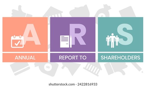 ARS - Annual Report to Shareholders acronym. business concept background. vector illustration concept with keywords and icons. lettering illustration with icons for web banner, flyer