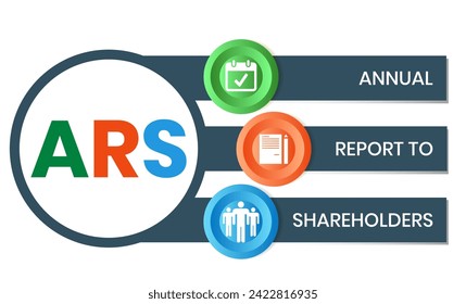 ARS - Annual Report to Shareholders acronym. business concept background. vector illustration concept with keywords and icons. lettering illustration with icons for web banner, flyer