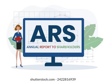 ARS - Annual Report to Shareholders acronym. business concept background. vector illustration concept with keywords and icons. lettering illustration with icons for web banner, flyer