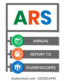 ARS - Annual Report to Shareholders acronym. business concept background. vector illustration concept with keywords and icons. lettering illustration with icons for web banner, flyer