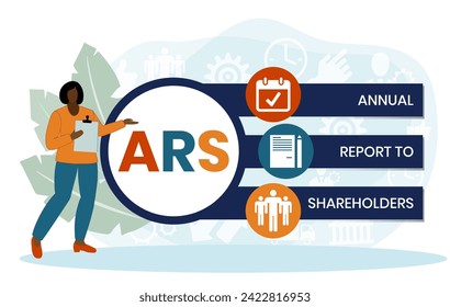 ARS - Annual Report to Shareholders acronym. business concept background. vector illustration concept with keywords and icons. lettering illustration with icons for web banner, flyer