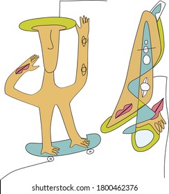 arse over tit alien skater and his less lucky friend