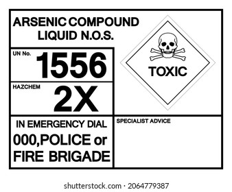 Compuesto Arsénico Líquido N.O.S. Signo de símbolo UN1556, Ilustración vectorial, Aislado en fondo blanco, Etiqueta .EPS10