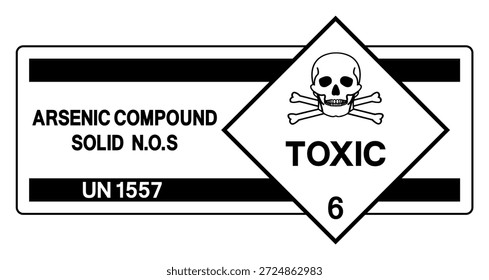 Arsen-Compound-Solid-UN 1557-Symbol-Zeichen, Vektorgrafik, einzeln auf weißem Hintergrund, Etikett. EPS10