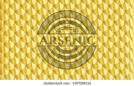 Arsenic gold emblem or badge. Scales pattern. Vector Illustration. Detailed.