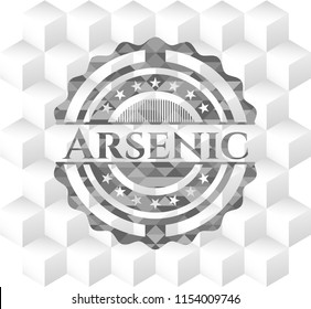 Arsenic grey badge with geometric cube white background