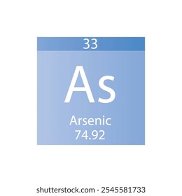 As Arsenic Metalloid Chemical Element Periodic Table. Simple flat square vector illustration, simple clean style Icon with molar mass and atomic number for Lab, science or chemistry class.