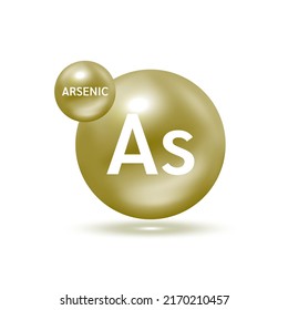 Arsenic molecule models silver. Ecology and biochemistry concept. Isolated spheres on white background. 3D Vector Illustration.