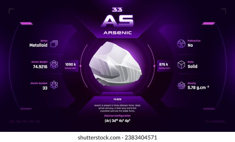 Arsenic Parodic Table Element 33-Fascinating Facts and Valuable Insights-Infographic vector illustration design