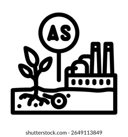 arsenic poisoning crops mining area line icon vector. arsenic poisoning crops mining area sign. isolated contour symbol black illustration