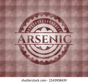 Arsenic red emblem with geometric pattern background. Seamless. 