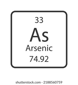 Arsenic symbol. Chemical element of the periodic table. Vector illustration.