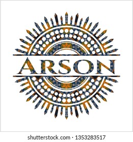 Arson arabic style emblem. Arabesque decoration.