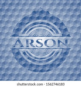 Arson blue hexagon badge. Vector Illustration. Detailed.