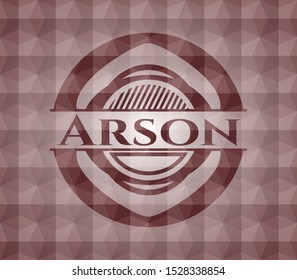 Arson red emblem or badge with geometric pattern background. Seamless.