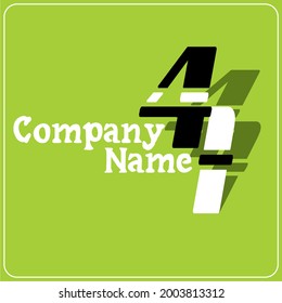 The art of 1 and 4 combinations number with a black and white color.