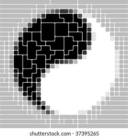 Art 3d puzzle Yin-Yang symbol