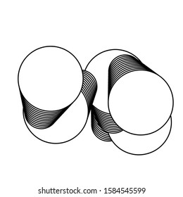 Art abstract 3 d circle vector design element, isolated on white geometric shape, futuristic formation