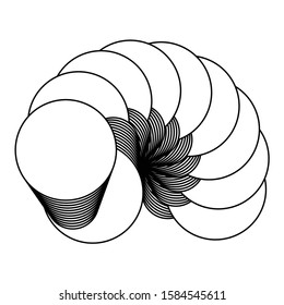 Art abstract 3 d circle vector design element, isolated on white geometric shape, futuristic formation