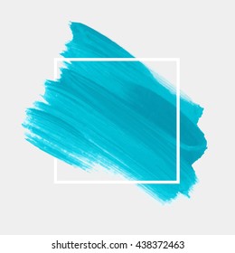 Art abstract background brush paint texture design acrylic stroke poster illustration vector over square frame. Rough paper hand painted vector. Perfect design for headline, logo and sale banner. 