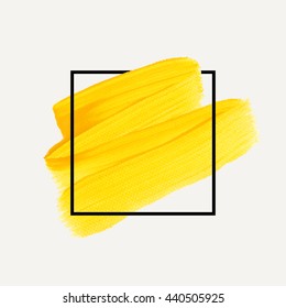 Art abstract background brush paint texture design acrylic stroke poster illustration vector over square frame. Rough paper hand painted vector. Perfect design for headline, logo and sale banner. 