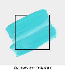 Art abstract background brush paint texture design acrylic stroke poster illustration vector over square frame. Rough paper hand painted vector. Perfect design for headline, logo and sale banner. 
