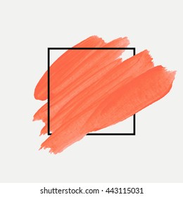 Art abstract background brush paint texture design acrylic stroke poster illustration vector over square frame. Rough paper hand painted vector. Perfect design for headline, logo and sale banner. 