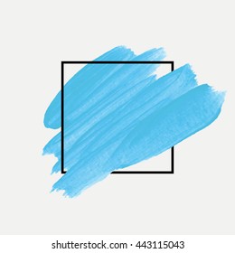 Art abstract background brush paint texture design acrylic stroke poster illustration vector over square frame. Rough paper hand painted vector. Perfect design for headline, logo and sale banner. 