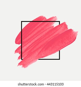 Art abstract background brush paint texture design acrylic stroke poster illustration vector over square frame. Rough paper hand painted vector. Perfect design for headline, logo and sale banner. 