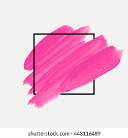 Art abstract background brush paint texture design acrylic stroke poster illustration vector over square frame. Rough paper hand painted vector. Perfect design for headline, logo and sale banner. 