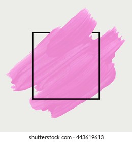 Art abstract background brush paint texture design acrylic stroke poster illustration vector over square frame. Rough paper hand painted vector. Perfect design for headline, logo and sale banner. 