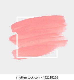 Art abstract background brush paint texture design acrylic stroke poster over square frame illustration vector. Perfect design for headline, logo and sale banner. 