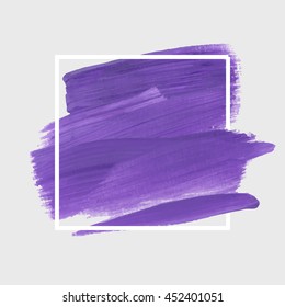 Kunstabstrakte Hintergrundpinselstruktur Design Acryl-Strich-Poster auf quadratischer Rahmen Vektorillustration. Perfektes Design für Headline, Logo und Verkaufsbanner. 