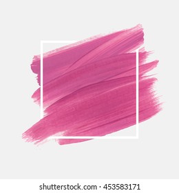 Art abstract background brush paint texture design acrylic stroke poster over square frame vector illustration. Perfect design for headline, logo and sale banner. 