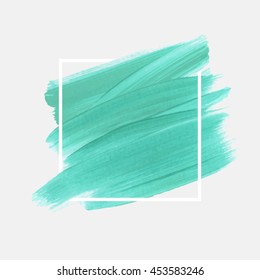 Art abstract background brush paint texture design acrylic stroke poster over square frame vector illustration. Perfect design for headline, logo and sale banner. 