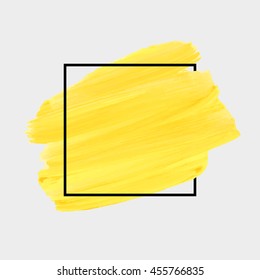 Art abstract background brush paint texture design acrylic stroke poster over square frame vector illustration. Perfect design for headline, logo and sale banner. 