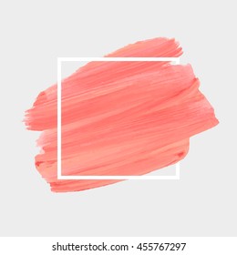 Art abstract background brush paint texture design acrylic stroke poster over square frame vector illustration. Perfect design for headline, logo and sale banner. 