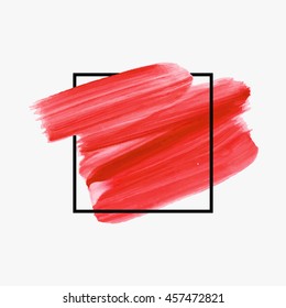 Art abstract background brush paint texture design acrylic stroke poster over square frame vector illustration. Perfect design for headline, logo and sale banner. 