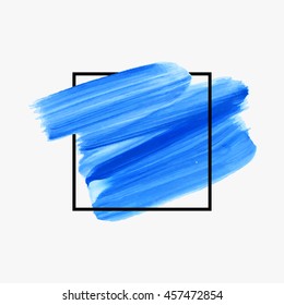 Art abstract background brush paint texture design acrylic stroke poster over square frame vector illustration. Perfect design for headline, logo and sale banner. 