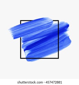 Art abstract background brush paint texture design acrylic stroke poster over square frame vector illustration. Perfect design for headline, logo and sale banner. 