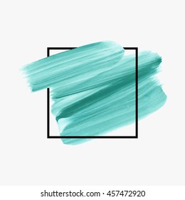 Art abstract background brush paint texture design acrylic stroke poster over square frame vector illustration. Perfect design for headline, logo and sale banner. 
