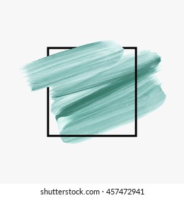 Art abstract background brush paint texture design acrylic stroke poster over square frame vector illustration. Perfect design for headline, logo and sale banner. 