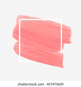 Art abstract background brush paint texture design acrylic stroke poster over square frame vector illustration. Perfect design for headline, logo and sale banner. 