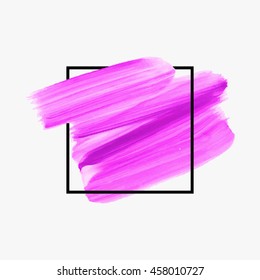 Art abstract background brush paint texture design acrylic stroke poster over square frame vector illustration. Perfect design for headline, logo and sale banner. 